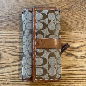 Monogram Beige Long Flap Coach Wallet